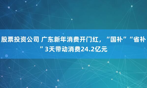 股票投资公司 广东新年消费开门红，“国补”“省补”3天带动消费24.2亿元